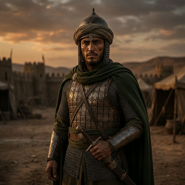 Historical AI representation of Muhammad bin Qasim, the young Umayyad general who led the brutal invasion of Sindh in the 8th century